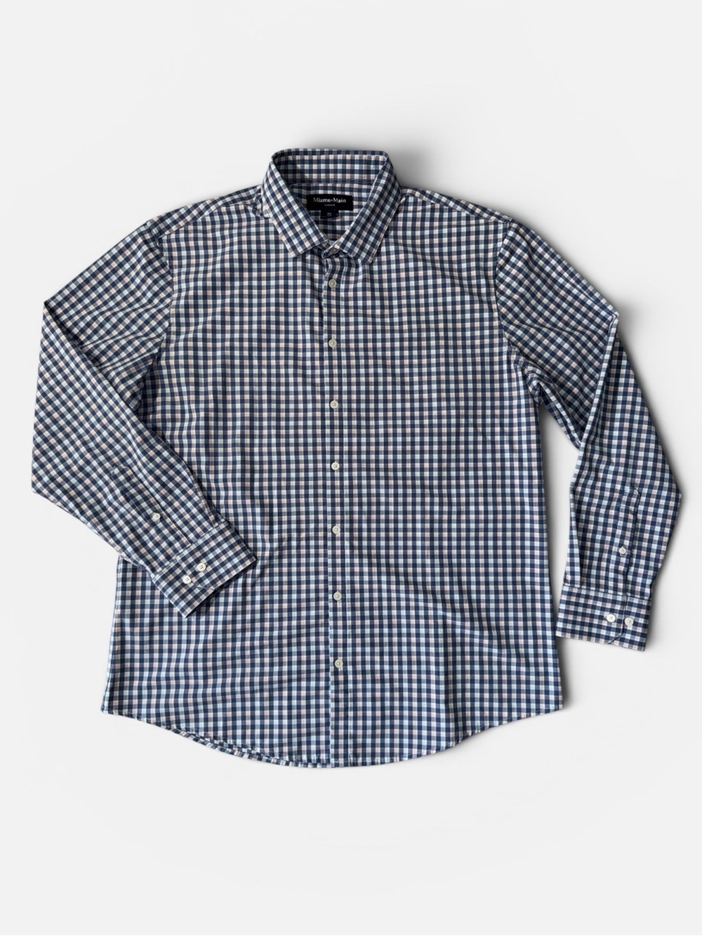 Mizzen + Main mens 2XL XXL blue check trim fit performance button up shirt EUC